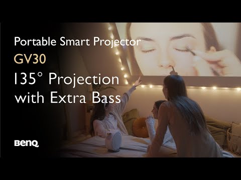 BenQ GV30 Portable Projector features 135-degree projection angle, 16W 2.1 Channel Speakers!