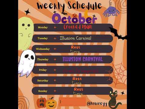 Weekly Schedule 10.28-11.3rd  #streamer #steamcommunity #pcgames #halloween #vtuberrising