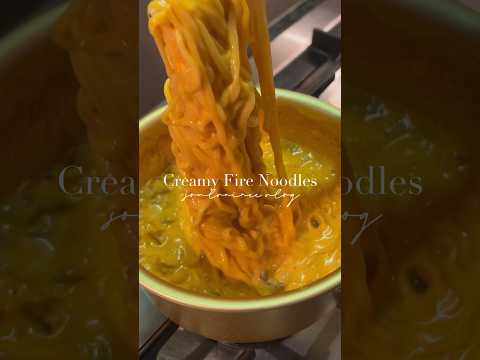 Creamy Fire Noodles 🔥still burn my throat #shorts #cooking