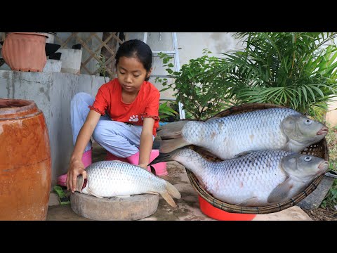 Countryside little girl has learned how to cook from Mommy Sreypov - Fish cooking