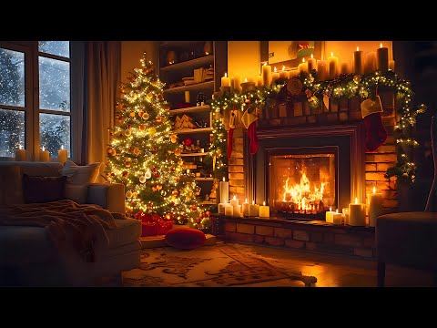 ❄️Winter Ambience with Christmas Fireplace 🎄🔥 Relaxing Fireplace Sounds 🔥 Cozy Fireplace Background