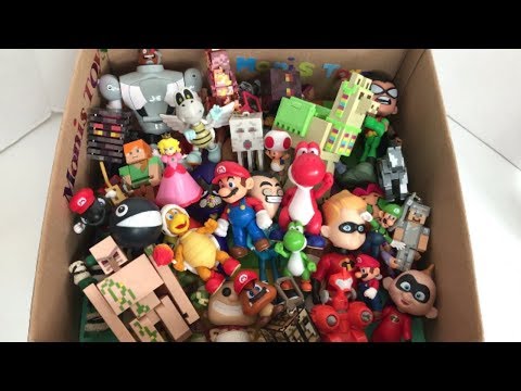 Box of Toys Mario Luigi Yoshi Fire Bro Minecraft Toys Magma Cube Steve Ocelot  Action Figures