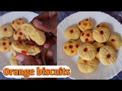 Orange Cookies | Orange biscuits recipe | eggless Orange biscuits without oven