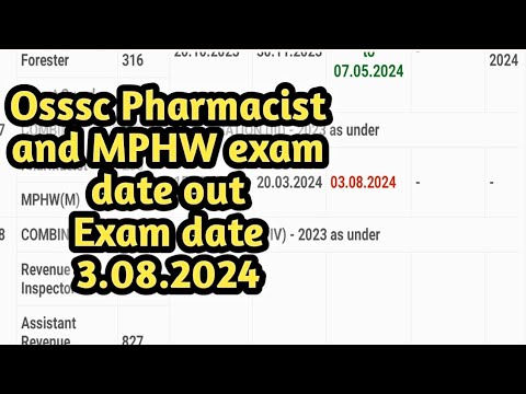 osssc Pharmacist and mphw exam date out.....exam date is 3.08.2024