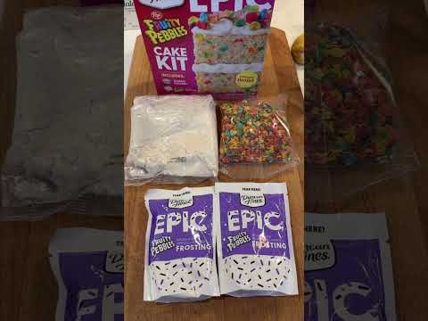 Making viral cake: @DuncanHines Fruity Pebbles Cake #food