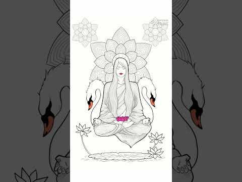 Goddess of Art  #drawing  #illustration #cute #lineart #hindu #hindudeity #mythology  #tutorial