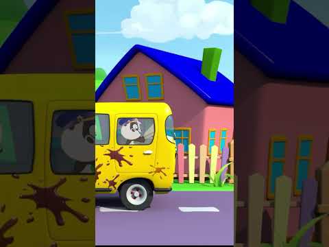 Bus Wash & Learn Color Song - #nurseryrhymes #fingerfamily #kidssongs #Shorts