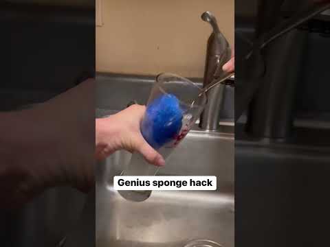 genius sponge hack! #spongesqueezing #sponges #cleaninghacksthatwork