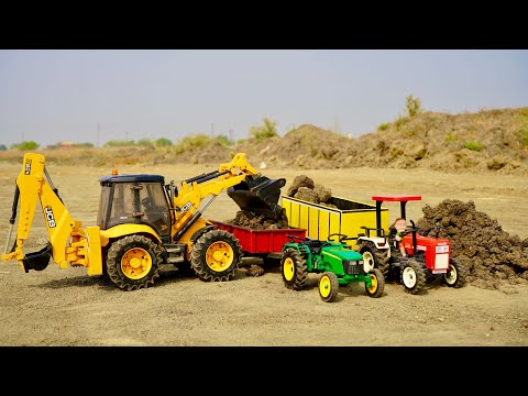 Soil Loading and shifting by Tractor Trolley | JCB backhoe Loader working on john deere 5405, Swaraj