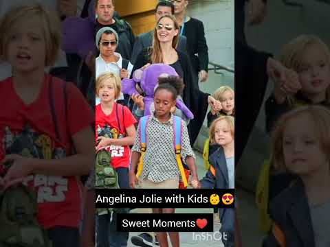 Angelina Jolie with Kids #sweet #moments #captions #shorts❤️#yt#fy