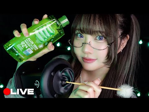 ASMR｜耳かき&マッサージ＋癒しトリガーたっぷりLive🥱💚(3h,囁き,オノマトペ,スクイーズ,ぬいぐるみの音,中国式耳かき,ホットタオル,ゴム手袋 etc…)