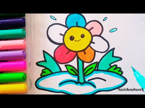 Drawing and Painting Flower for Kids & Toddlers | Simple Drawing, Coloring #drawing