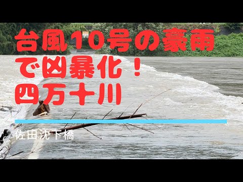 台風10で凶暴化する四万十川