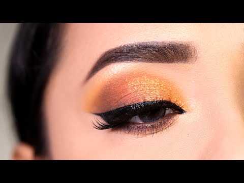 Orange Eyeshadow Look with winged eyeliner || Step by Step Eye Makeup Tutorial || Shilpa