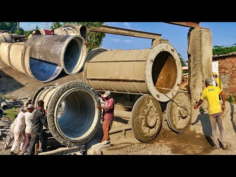 Unique Process OF Making Giant Cement Pipes || Making OF Massive Concrete Pipe.