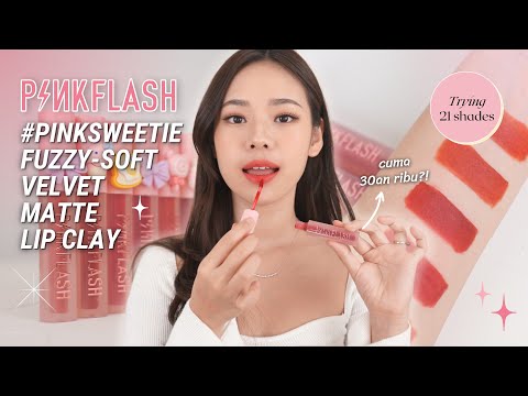 Lipcream 39ribu? 🤔 | REVIEW & SWATCH Pinkflash Fuzzy Soft Velvet Matte Lip Clay