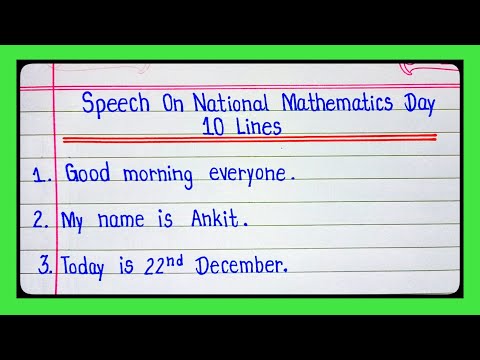 10 Lines Speech on National Mathematics Day/Speech on Maths Day/Speech on national mathematics day l