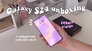 💜Aesthetic galaxy S24 cobalt violet Unboxing | comparing with S24 Ultra ✨