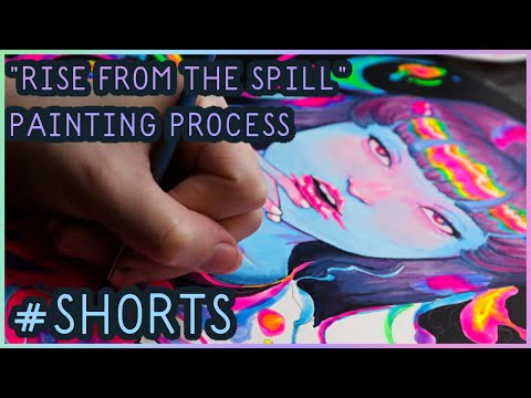 Neon Acrylic Painting Process ✦ Rise from the Spill #SHORTS