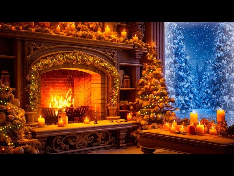 Beautiful Christmas Ambience with Fireplace Sounds🔥 Relaxing Christmas Fireplace