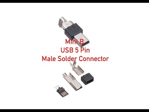 Mini B USB 5 Pin Male Solder Connector P#108