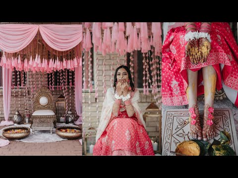 INDIAN HALDI CEREMONY | PINK DECOR | INDIAN WEDDING HIGHLIGHTS | ANITA DONGRE BRIDE |