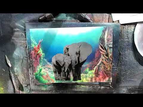 Elephant Family by Spray Art Eden