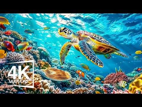 Aquarium 4k VIDEO (ULTRA HD) - Charming Fish of the Coral Reef Ecosystem - Relaxing Music