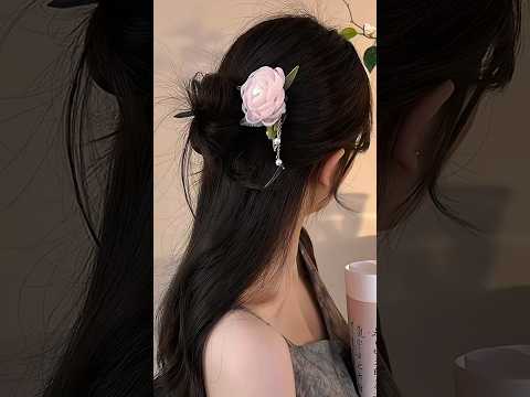 DIY ribbon rose flower hairpin #handmade #rose #diy #diyjewelry #gift #craft#flowers  #hairpin