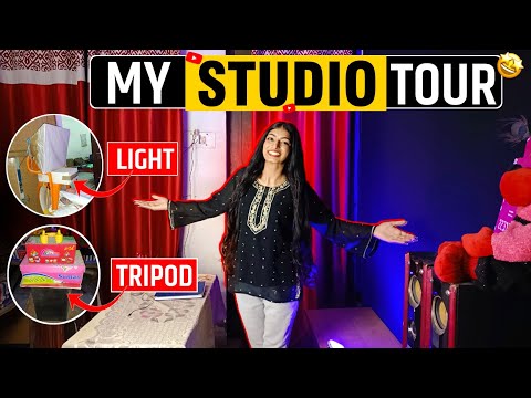 My Studio Tour 2023 ❤️  || My Setup Tour || 0 से 20k तक का सफर जुगाड Setup से 🙃 || Tisha Tech Queen