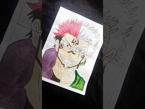 sukuna Drawing dut 4 face Yuji , Gojo ,Toji , Zoro (part 4) #anime #yuji #gojo #toji #zoro #short