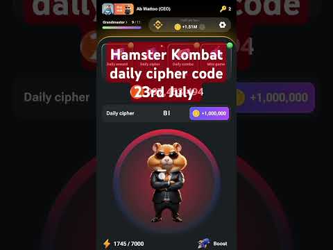 Hamster Kombat daily cipher code 23rd July #hamsterkombat #hamsterkombatdailycipher #pixelverse