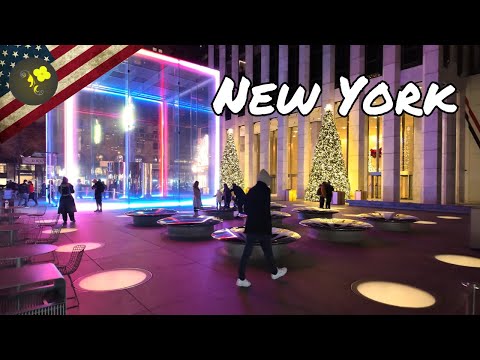 New York Night  Walks , Christmas lights - 4k Virtual Tour- Manhattan