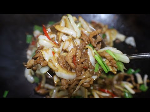 ”fried meat with cabbage help” made this dish today and my son ate another bowl of rice!