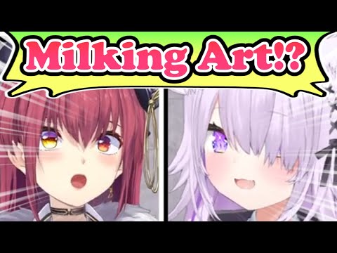 Milking Art of Marine and Okayu [ENG SUB] Hololive