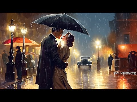 Just Me, You and an Umbrella ☂ Vintage Oldies Music playing in the rain (raindrops on umbrella) ASMR