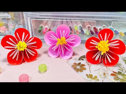 【折り紙】立体！梅の花の作り方🌹✨お正月のちょっとした飾りに💓