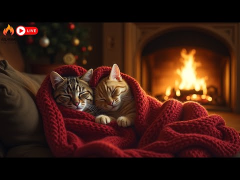 Crackling Fire & Cat😺🔥Relaxing Sounds for Better Sleep