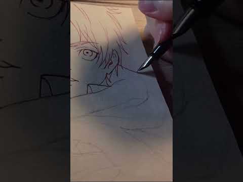 Drawing anime with fountain pen #erenyeager #attackontitan #shorts