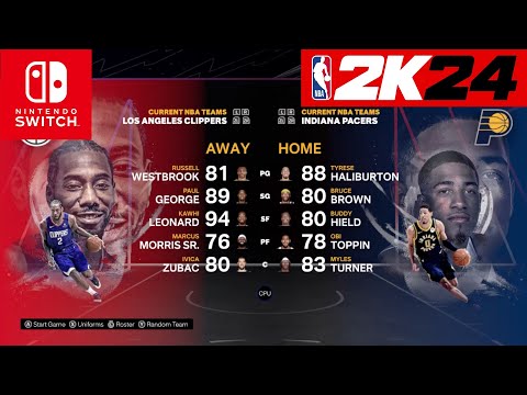 NBA 2k24 Nintendo Switch - Los Angeles Clippers Vs Indiana Pacers Full Gameplay