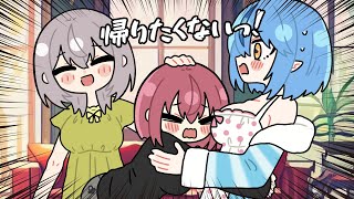 【手描き】帰りたがらないマリンに苦戦するラミィとノエル【ホロライブ/雪花ラミィ/宝鐘マリン/白銀ノエル/切り抜き漫画】