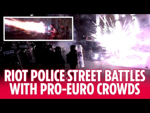 Pro-European Protesters TAKE A STAND Against Riot Police in Georgia's Capital