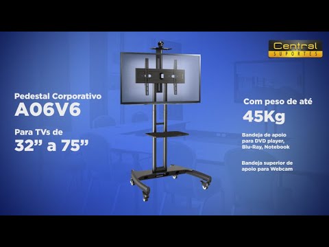 Suporte Pedestal para TV A06V6 ELG - Rack de Chão para TV com Rodízios