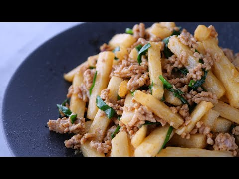 【おかずはこんなんでいい♡豚挽肉と長芋のカレー醤油炒め】ほくほく長芋の食感も最高♪「まるめし」 | Stir-fried Japanese yam