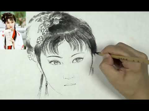 红楼梦林黛玉国画画出惟妙惟肖的水墨人物画中国书画教学Chinese painting video