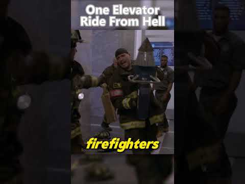 The repairman was trapped in the elevator, and the firefighter rushed in to rescue the person.