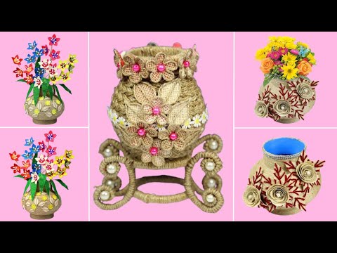 3 Amazing Flower Vase Ideas From Waste Materials | Jute Craft Ideas | Best Out Of Waste | Flower Pot