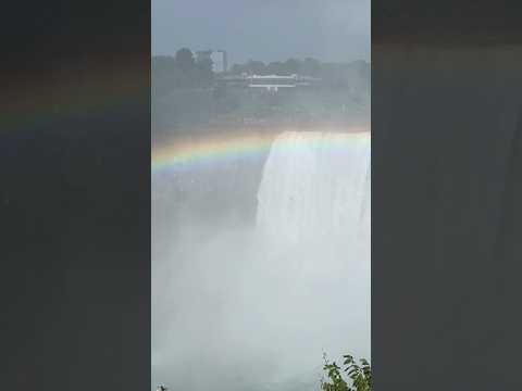 Breathtaking beauty of Niagara Falls with a stunning rainbow at Horseshoe Falls, Canada! #travel