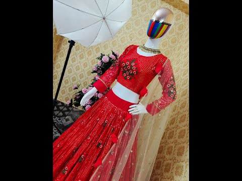 PRESENTING NEW HEVVY EMBROIDERY AND SIQUENCE WORK LAHENGA CHOLI