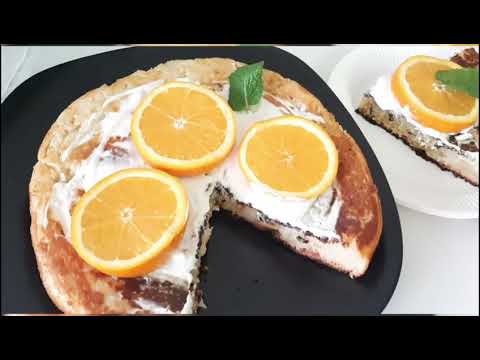 Gâteau sans four! Gâteau pomme cuit à la poêle avec une saveur orangée! Délicieuse et facile à faire